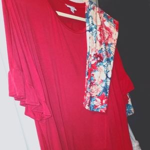 Lularoe outfit tc leggings 2xl Dalh never worn leggings top worn once